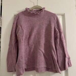 Lavender GAP Knit Scalloped-Neck Bell-Sleeve Sweater